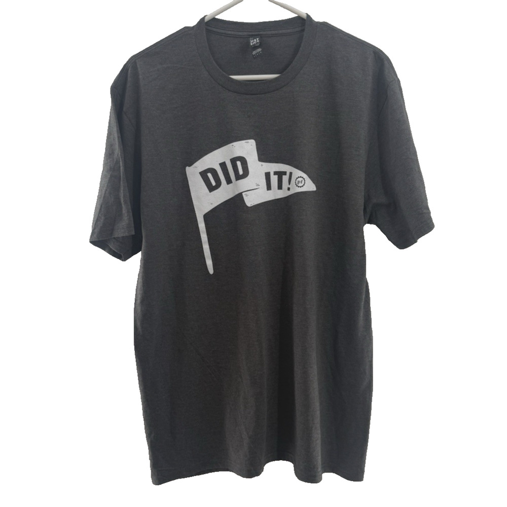 Perfect Tri District Planet Fitness DID IT! Logo Men’s Gray T-shirt Size-Large